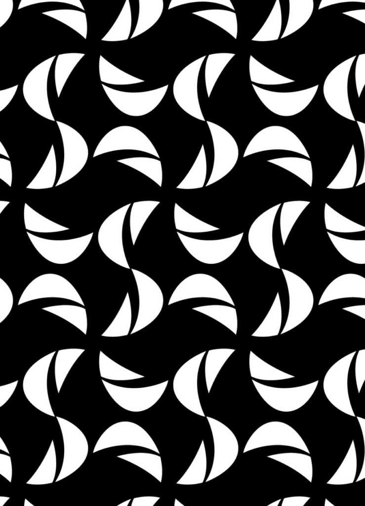 Patrón repetido en blanco y negro con el isotipo de vela