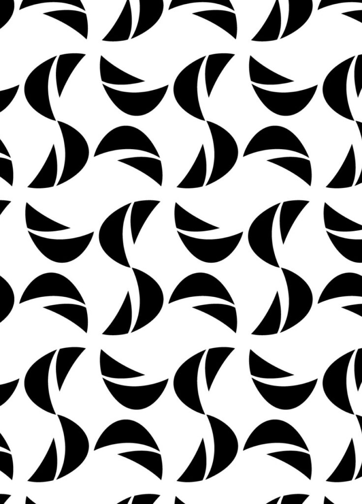 Patrón repetido en blanco y negro con el isotipo de vela (versión invertida)