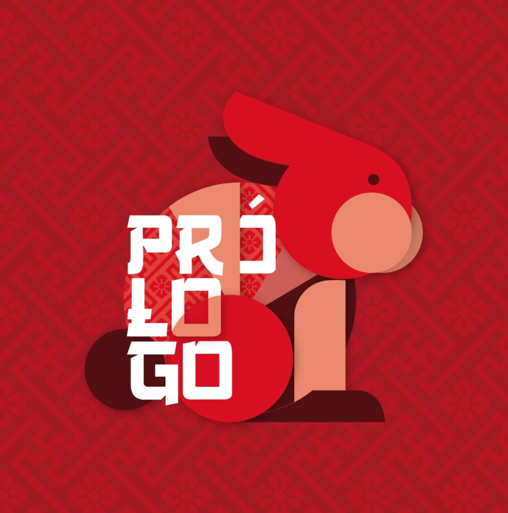 Portada roja con la palabra "Prólogo" y una ilustración de un personaje