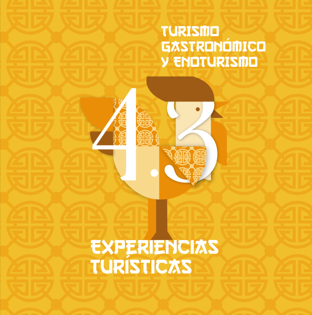 Portada de capítulo amarilla con los números 4 y 3, "Turismo gastronómico y enoturismo"