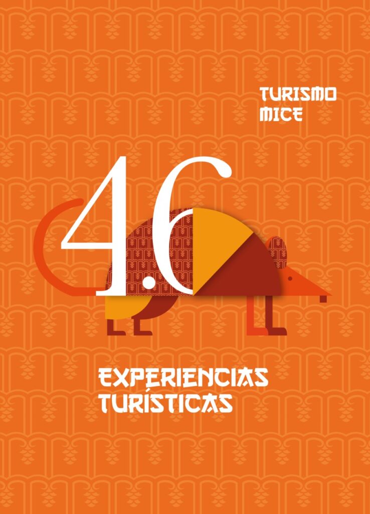 Portada de capítulo naranja con el número 4 y una ilustración de animal, "Experiencias turísticas"