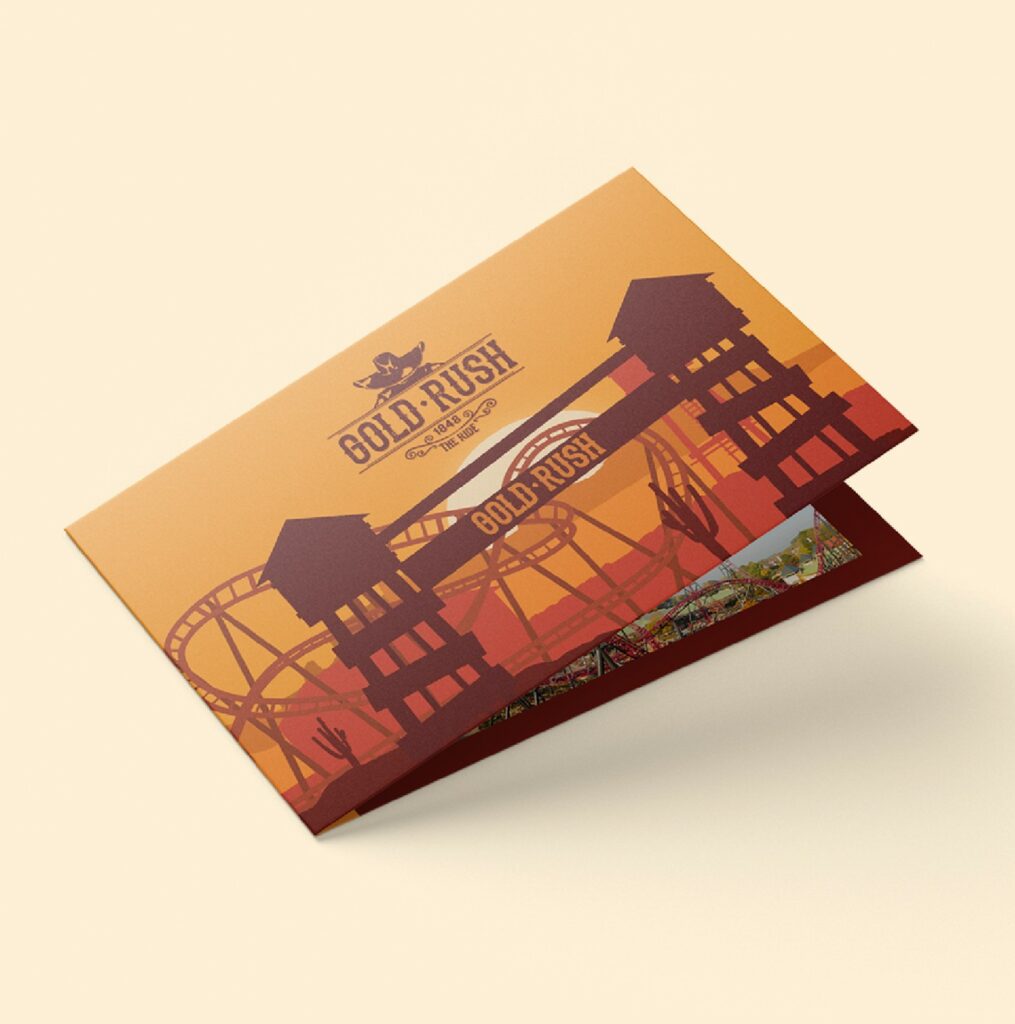 Folleto plegable con la marca "Gold Rush"